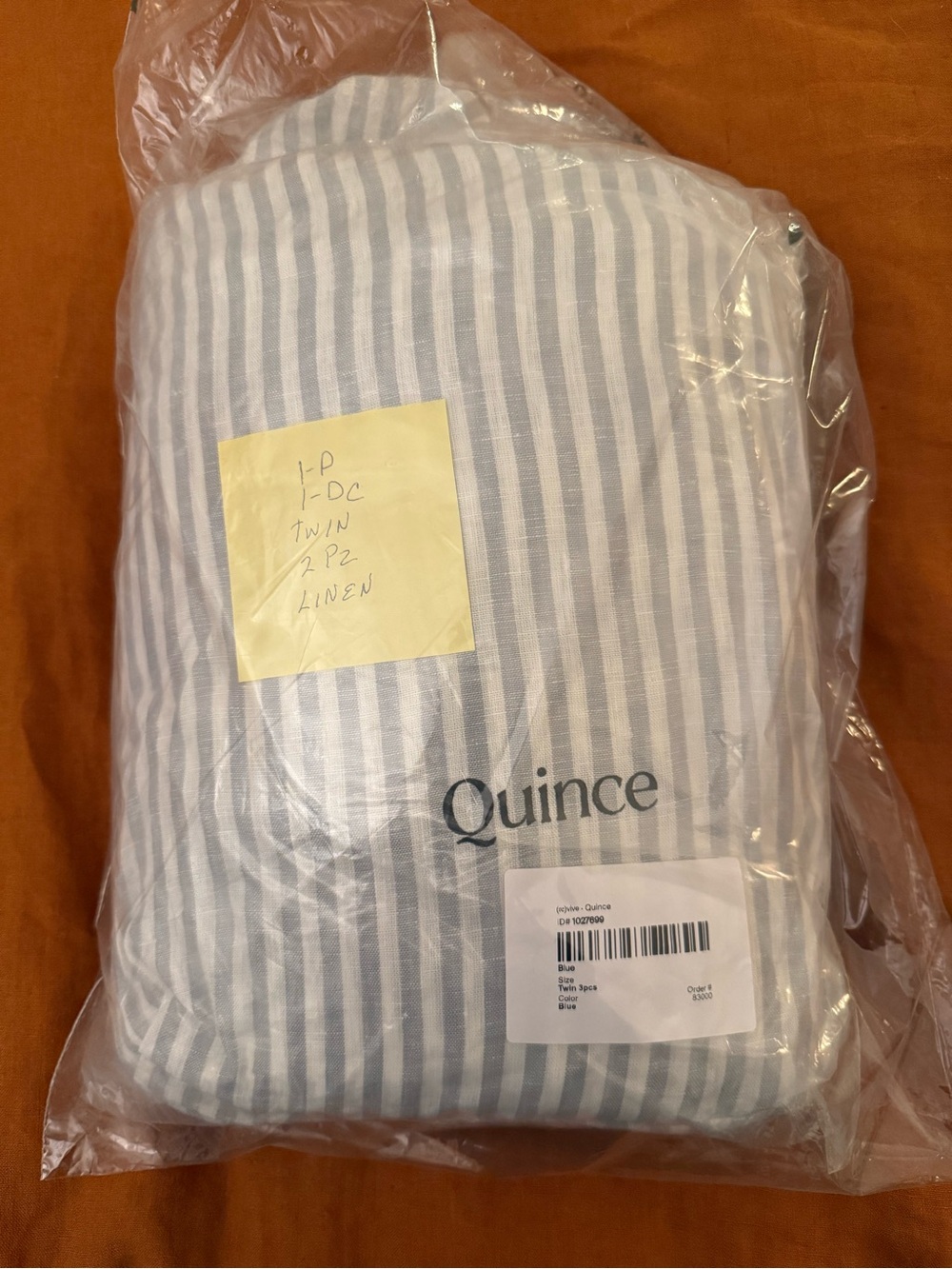 Quince Blue and White Striped Duvet cover + Sham